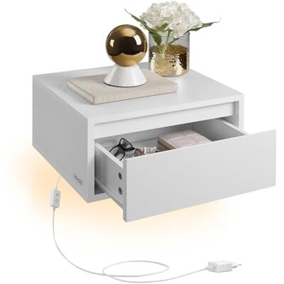 VASAGLE Kailyn Collection Table de Chevet Suspendue, Table de Nuit, Lumière 3 Couleurs, Étagère Murale Tiroir, 35 x 40 x 18 cm, Moderne, pour Chambre, Salon, Blanc Nuage LET654W01 - Publicité VASAGLE Kailyn Collection Table de Chevet Suspendue, Table de Nuit, Lumière 3 Couleurs, Étagère Murale Tiroir, 35 x 40 x 18 cm, Moderne, pour Chambre, Salon, Blanc Nuage LET654W01 - Publicité