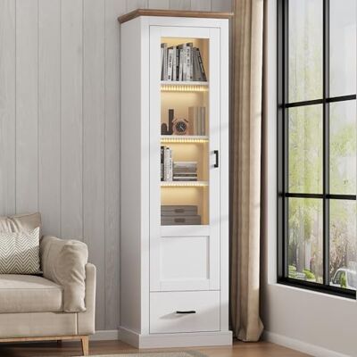 Merax Vitrine avec lumières LED Vitrine en verre avec tiroirs et 5 compartiments Moderne Armoire de collection Pour cuisine, salon, chambre à coucher, bureau, entrée Blanc 178 cm - Publicité Merax Vitrine avec lumières LED Vitrine en verre avec tiroirs et 5 compartiments Moderne Armoire de collection Pour cuisine, salon, chambre à coucher, bureau, entrée Blanc 178 cm - Publicité