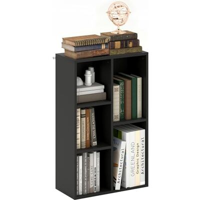 HOMCOM Bibliothèque, étagère de Rangement 2 Niveaux, Meuble de Rangement avec 5 Compartiments, pour Salon, Chambre à Coucher, Bureau, 50 x 24 x 80 cm, Noir - Publicité HOMCOM Bibliothèque, étagère de Rangement 2 Niveaux, Meuble de Rangement avec 5 Compartiments, pour Salon, Chambre à Coucher, Bureau, 50 x 24 x 80 cm, Noir - Publicité