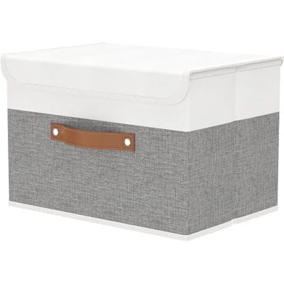 OUTBROS Boîte de Rangement, 45 x 30 x 30 cm Caisse Pliable avec Couvercles et Poignées, Vêtement Cube, Magazine pour, Chambre à Coucher (1 pièces, Gris/Blanche) - Publicité OUTBROS Boîte de Rangement, 45 x 30 x 30 cm Caisse Pliable avec Couvercles et Poignées, Vêtement Cube, Magazine pour, Chambre à Coucher (1 pièces, Gris/Blanche) - Publicité
