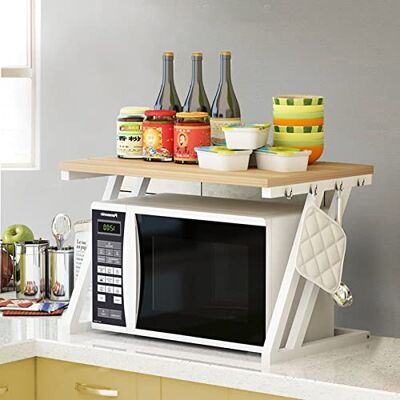 LANTUS Étagère Stable en Bois pour Four à Micro-Ondes avec Crochets, Support de Four, Grille à rôtir, étagère de Plan de Travail pour Micro-Ondes, étagère de Rangement de comptoir de Cuisine - Publicité LANTUS Étagère Stable en Bois pour Four à Micro-Ondes avec Crochets, Support de Four, Grille à rôtir, étagère de Plan de Travail pour Micro-Ondes, étagère de Rangement de comptoir de Cuisine - Publicité