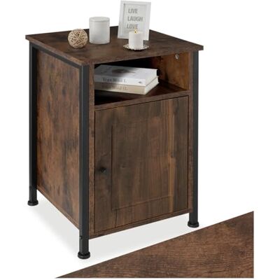 tectake ® Table de Chevet 40 x 42 x 60,5 cm, Table de Nuit, Style Industriel Rustique, Chevet de lit, Porte magnétique et étagère réglable, Meuble Chambre, Decoration Chambre, Bois foncé - Publicité tectake ® Table de Chevet 40 x 42 x 60,5 cm, Table de Nuit, Style Industriel Rustique, Chevet de lit, Porte magnétique et étagère réglable, Meuble Chambre, Decoration Chambre, Bois foncé - Publicité