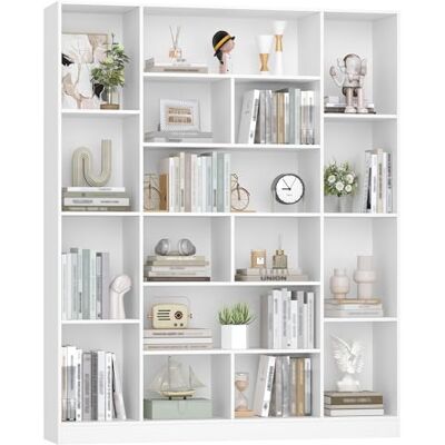Hzuaneri Bibliothèque 190 cm avec 17 Étagères de Rangement, Meuble de Rangement Vertical, Étagère Ouverte pour Salon, Bureau, Cuisine et Chambre, 24,3 x 150 x 190,4 cm, Blanc BC46603X - Publicité Hzuaneri Bibliothèque 190 cm avec 17 Étagères de Rangement, Meuble de Rangement Vertical, Étagère Ouverte pour Salon, Bureau, Cuisine et Chambre, 24,3 x 150 x 190,4 cm, Blanc BC46603X - Publicité