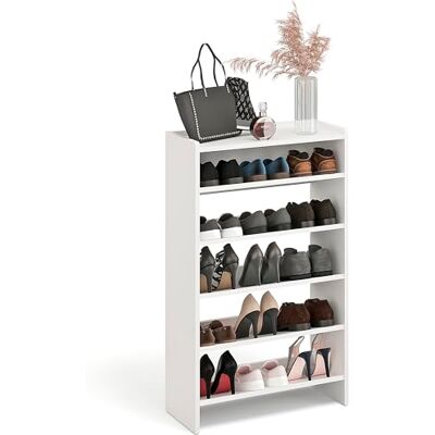 Komto Étagère Chaussures Blanche – Meuble Range Chaussure 5 Niveaux avec Etagere Supérieure, Porte-Chaussures pour Entrée, Dressing ou Penderie Elexis 60 x 98 x 25 cm (L x H x P) - Publicité Komto Étagère Chaussures Blanche – Meuble Range Chaussure 5 Niveaux avec Etagere Supérieure, Porte-Chaussures pour Entrée, Dressing ou Penderie Elexis 60 x 98 x 25 cm (L x H x P) - Publicité