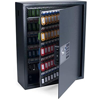 Pavo Armoire à clés haute sécurité pour 150 clés, Coffre à clés, Dimensions : 550 × 380 × 150 mm, Comprend 150 porte-clés – 8002719, Gris - Publicité Pavo Armoire à clés haute sécurité pour 150 clés, Coffre à clés, Dimensions : 550 × 380 × 150 mm, Comprend 150 porte-clés – 8002719, Gris - Publicité