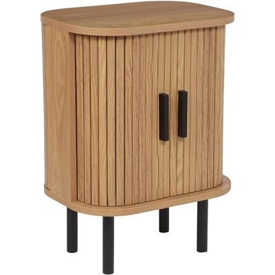 Beliani Table de Chevet Retro Pieds Métalliques Porte Coulissante Bois Clair Bradley - Publicité Beliani Table de Chevet Retro Pieds Métalliques Porte Coulissante Bois Clair Bradley - Publicité