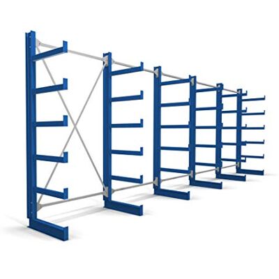 STIER Rayonnage à bras en porte-à-faux , simple, 5 travées avec 5 niveaux 6500x2000x500 mm, bleu gentiane - Publicité STIER Rayonnage à bras en porte-à-faux , simple, 5 travées avec 5 niveaux 6500x2000x500 mm, bleu gentiane - Publicité