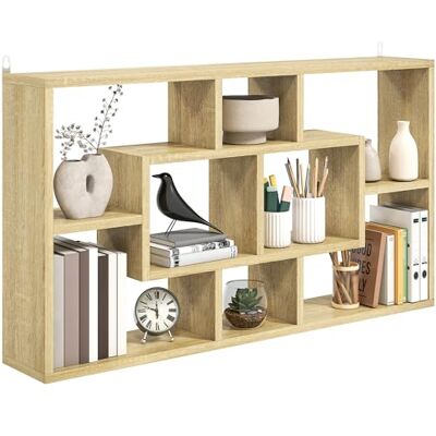 HOMCOM Étagère Murale décorative, étagère pour Livres, CD, étagères flottantes avec 8 Cubes, 85 x 14,5 x 47,5 cm, Charge 20 kg, pour Bureau, Studio, Salon, chêne - Publicité HOMCOM Étagère Murale décorative, étagère pour Livres, CD, étagères flottantes avec 8 Cubes, 85 x 14,5 x 47,5 cm, Charge 20 kg, pour Bureau, Studio, Salon, chêne - Publicité