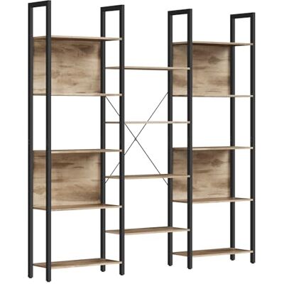 VASAGLE Bibliothèque, Étagère de Rangement, avec 14 Étagères, Cadre en Métal, Salon, Bureau, Style Industriel, 24 x 158 x 166 cm, Marron Camel et Noir d'encre LLS107K01 - Publicité VASAGLE Bibliothèque, Étagère de Rangement, avec 14 Étagères, Cadre en Métal, Salon, Bureau, Style Industriel, 24 x 158 x 166 cm, Marron Camel et Noir d'encre LLS107K01 - Publicité