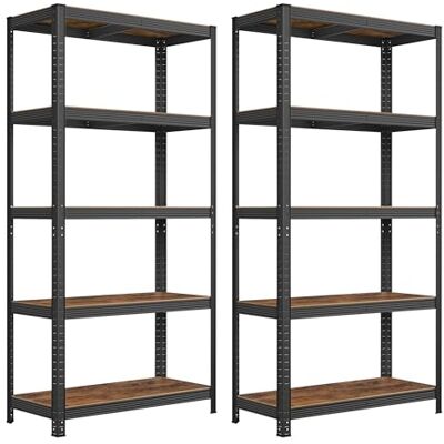 SONGMICS Lot de 2, Étagère de Rangement à 5 Niveaux, 40 x 90 x 180 cm, Capacité 875 kg, Planches Réglables, Style Industriel, pour Cuisine, Salon, Marron Rustique et Noir GLR040B12 - Publicité SONGMICS Lot de 2, Étagère de Rangement à 5 Niveaux, 40 x 90 x 180 cm, Capacité 875 kg, Planches Réglables, Style Industriel, pour Cuisine, Salon, Marron Rustique et Noir GLR040B12 - Publicité