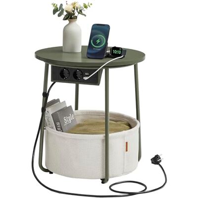 VASAGLE LILEA Collection Petite Table Basse Ronde, Table d’Appoint avec Panier en Tissu et Multiprise, Rangement, pour Salon, Chambre, Style Moderne, Vert Forêt et Blanc Crème LET228C05 - Publicité VASAGLE LILEA Collection Petite Table Basse Ronde, Table d’Appoint avec Panier en Tissu et Multiprise, Rangement, pour Salon, Chambre, Style Moderne, Vert Forêt et Blanc Crème LET228C05 - Publicité