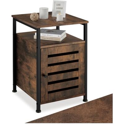tectake ® Table de Chevet 40,5 x 40,5 x 60,5 cm, Style Industriel, Table de Nuit, Porte magnétique et étagère réglable, Meuble d'appoint Chambre, Salon, Bureau, Petit Meuble de Rangement, Bois foncé - Publicité tectake ® Table de Chevet 40,5 x 40,5 x 60,5 cm, Style Industriel, Table de Nuit, Porte magnétique et étagère réglable, Meuble d'appoint Chambre, Salon, Bureau, Petit Meuble de Rangement, Bois foncé - Publicité