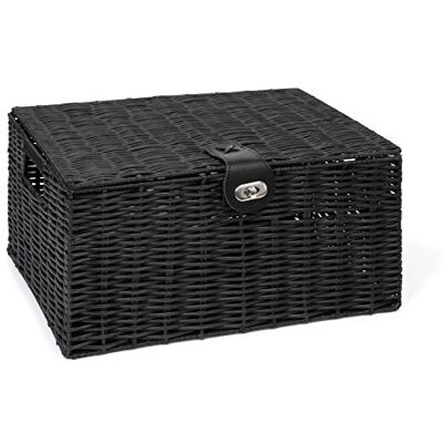 ARPAN Grand Panier de Rangement en résine tressée avec Couvercle et Serrure – Noir - Publicité ARPAN Grand Panier de Rangement en résine tressée avec Couvercle et Serrure – Noir - Publicité