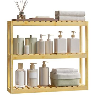 WOLTU Étagère de Rangement en Bambou à 3 Niveaux, Étagère Murale avec Rayon Réglable, Montage Suspendu ou Debout, Salle de Bain, Cuisine, 60x15x54cm - Publicité WOLTU Étagère de Rangement en Bambou à 3 Niveaux, Étagère Murale avec Rayon Réglable, Montage Suspendu ou Debout, Salle de Bain, Cuisine, 60x15x54cm - Publicité