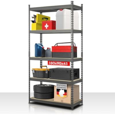 KARAT Étagères pour Charges Lourdes Étagères Enfichables avec 5 tablettes à Hauteur réglable – Rayonnages en métal Idéal pour Cave Garage Entrepôt Stockage, Rhino (Gris, 180 x 90 x 60 cm (HxLxl)) - Publicité KARAT Étagères pour Charges Lourdes Étagères Enfichables avec 5 tablettes à Hauteur réglable – Rayonnages en métal Idéal pour Cave Garage Entrepôt Stockage, Rhino (Gris, 180 x 90 x 60 cm (HxLxl)) - Publicité