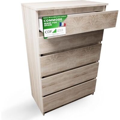 CDF Commode 5 Tiroirs Commode Chambre Chêne Sonoma Meuble Armoire de Rangement Spacieux pour Salon Bureau Spacieuse et Design Moderne Facile à Installer 40x70x109,5 cm Meuble à Vêtements - Publicité CDF Commode 5 Tiroirs Commode Chambre Chêne Sonoma Meuble Armoire de Rangement Spacieux pour Salon Bureau Spacieuse et Design Moderne Facile à Installer 40x70x109,5 cm Meuble à Vêtements - Publicité