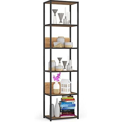 AKORD Bibliotheque de Salon à 6 étagères 50 cm Industrielle, Style Loft Ouvert Structure Squelettique Debout pour Les Chambres à Coucher, Les Cuisines Etagere Bois/Metal Noir/Chêne Craft - Publicité AKORD Bibliotheque de Salon à 6 étagères 50 cm Industrielle, Style Loft Ouvert Structure Squelettique Debout pour Les Chambres à Coucher, Les Cuisines Etagere Bois/Metal Noir/Chêne Craft - Publicité