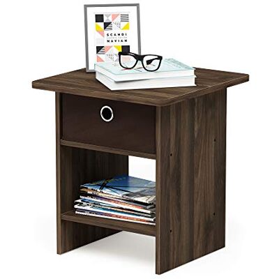 Furinno Dario Étagère de Rangement Chevet/Table de Nuit avec Tiroir-Poubelle, Noyer Brun Foncé, Columbia Walnut/Dark Brown, One Size - Publicité Furinno Dario Étagère de Rangement Chevet/Table de Nuit avec Tiroir-Poubelle, Noyer Brun Foncé, Columbia Walnut/Dark Brown, One Size - Publicité