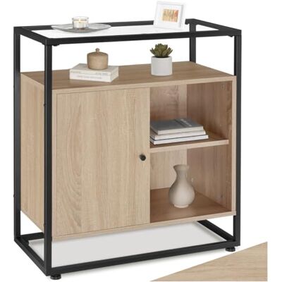 tectake ®, Commode 70 x 38 x 80,5 cm, Commode Chambre Style Industriel, Plateau en Verre, Buffet Salle a Manger Buffet Salon Meuble de Rangement Rangement Chambre Meuble Salon Vaisselier, Bois Clair - Publicité tectake ®, Commode 70 x 38 x 80,5 cm, Commode Chambre Style Industriel, Plateau en Verre, Buffet Salle a Manger Buffet Salon Meuble de Rangement Rangement Chambre Meuble Salon Vaisselier, Bois Clair - Publicité