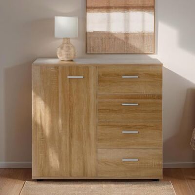 IDIMEX Buffet Salle à Manger Chicago L 91 cm en Bois Coloris chêne Sonoma avec 4 tiroirs et 1 Porte, Meuble Rangement pour Cuisine ou Salle à Manger - Publicité IDIMEX Buffet Salle à Manger Chicago L 91 cm en Bois Coloris chêne Sonoma avec 4 tiroirs et 1 Porte, Meuble Rangement pour Cuisine ou Salle à Manger - Publicité