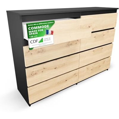 CDF Commode 8 Tiroirs Commode Chambre Anthracite Chêne Artisan Meuble Armoire de Rangement Spacieux pour Salon Bureau Spacieuse et Design Moderne Facile à Installer 40x97x138 cm Meuble à Vêtements - Publicité CDF Commode 8 Tiroirs Commode Chambre Anthracite Chêne Artisan Meuble Armoire de Rangement Spacieux pour Salon Bureau Spacieuse et Design Moderne Facile à Installer 40x97x138 cm Meuble à Vêtements - Publicité