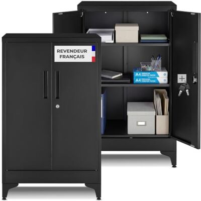 tectake ® Armoire à dossiers 60 x 40 x 100 cm, Lot de 2, Portes à Fermeture magnétique verrouillables, 2 étagères réglables, Armoire de Bureau en Acier, Meuble de Rangement Dossiers, Classeurs Noir - Publicité tectake ® Armoire à dossiers 60 x 40 x 100 cm, Lot de 2, Portes à Fermeture magnétique verrouillables, 2 étagères réglables, Armoire de Bureau en Acier, Meuble de Rangement Dossiers, Classeurs Noir - Publicité