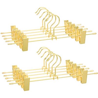 SONGMICS CRI046G01 Lot de 10 cintres en métal de 31 cm avec 2 Clips antidérapants pour Jupes, Pantalons, sous-vêtements, cintres, Peu encombrants, inoxydables, rotatifs à 360°, dorés - Publicité SONGMICS CRI046G01 Lot de 10 cintres en métal de 31 cm avec 2 Clips antidérapants pour Jupes, Pantalons, sous-vêtements, cintres, Peu encombrants, inoxydables, rotatifs à 360°, dorés - Publicité