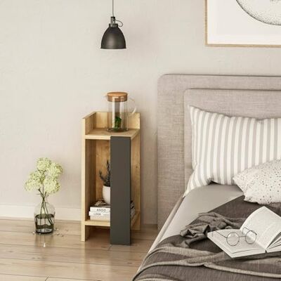Dmora - Celestia - Chêne et Anthracite - 25x27h60 cm - Nightstand - Publicité Dmora - Celestia - Chêne et Anthracite - 25x27h60 cm - Nightstand - Publicité