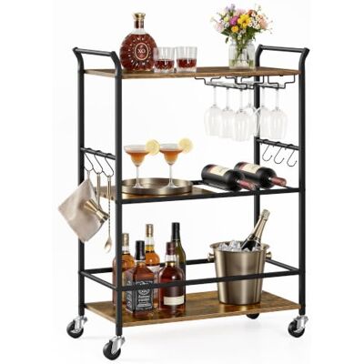 VASAGLE Desserte de Style Industriel, Chariot de Cuisine, avec Plateau Amovible, avec Pieds Réglables et roulettes, Étagère, Cadre en Acier, 64.5 x 32 x 85.5 cm, Marron Rustique et Noir LRC200K101 - Publicité VASAGLE Desserte de Style Industriel, Chariot de Cuisine, avec Plateau Amovible, avec Pieds Réglables et roulettes, Étagère, Cadre en Acier, 64.5 x 32 x 85.5 cm, Marron Rustique et Noir LRC200K101 - Publicité