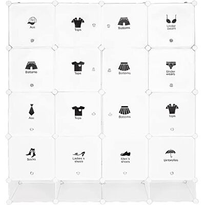 LANTUS Étagère Cubes Rangement Penderie Armoire, Plastique, Armoire Plastique Rangement, Cube de Rangement Modulable, Rangement Chambre Gain de Place (16 Cubes) - Publicité LANTUS Étagère Cubes Rangement Penderie Armoire, Plastique, Armoire Plastique Rangement, Cube de Rangement Modulable, Rangement Chambre Gain de Place (16 Cubes) - Publicité