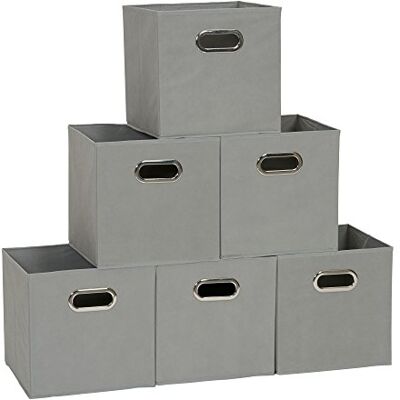 Household Essentials 84-1 Bacs de rangement pliables en tissu Lot de 6 cubes avec poignées Teafog, gris, 2,7 kg, gris - Publicité Household Essentials 84-1 Bacs de rangement pliables en tissu Lot de 6 cubes avec poignées Teafog, gris, 2,7 kg, gris - Publicité