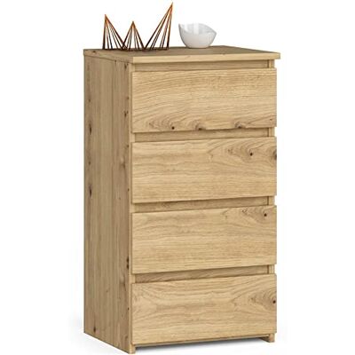 Home Collective Commode à 4 tiroirs, pour chambre à coucher, couloir, salon, organiseur, avec tiroirs, 40 cm de large, 74 cm de haut, en chêne artisanal, multi-usages, étroite - Publicité Home Collective Commode à 4 tiroirs, pour chambre à coucher, couloir, salon, organiseur, avec tiroirs, 40 cm de large, 74 cm de haut, en chêne artisanal, multi-usages, étroite - Publicité