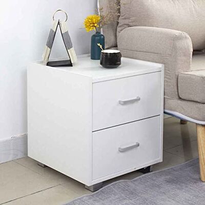 BAKAJI Table de Chevet Simple en Bois, Couleur Blanche, avec 2 tiroirs, Meuble au Design Minimal Compact et résistant, Commode spacieuse Robuste pour Chambre à Coucher, Bureau, 40 x 43 x 44 cm - Publicité BAKAJI Table de Chevet Simple en Bois, Couleur Blanche, avec 2 tiroirs, Meuble au Design Minimal Compact et résistant, Commode spacieuse Robuste pour Chambre à Coucher, Bureau, 40 x 43 x 44 cm - Publicité