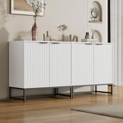 Merax Buffet Commode à 4 portes moderne, armoire avec poignées en métal et pieds Meuble de rangement pour salon, chambre à coucher, couloir, cuisine 160 x 40 x 80 cm - Publicité Merax Buffet Commode à 4 portes moderne, armoire avec poignées en métal et pieds Meuble de rangement pour salon, chambre à coucher, couloir, cuisine 160 x 40 x 80 cm - Publicité