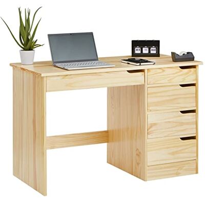 IDIMEX Bureau avec Rangement Hugo Grand Bureau avec 5 tiroirs, au Design scandinave et épuré, en pin Massif Finition Naturelle - Publicité IDIMEX Bureau avec Rangement Hugo Grand Bureau avec 5 tiroirs, au Design scandinave et épuré, en pin Massif Finition Naturelle - Publicité
