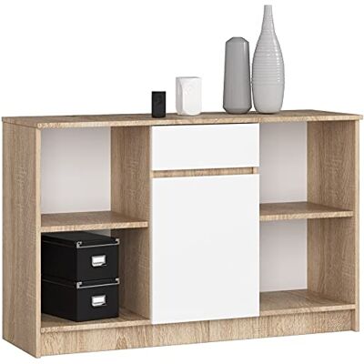 AKORD Commode B-17 120 cm 1 Porte et Un tiroir pour Le Salon Chambre Salon Armoire Design Fonctionnel Elégant Panneau Stratifié 16mm Couleur Sonoma/Biala - Publicité AKORD Commode B-17 120 cm 1 Porte et Un tiroir pour Le Salon Chambre Salon Armoire Design Fonctionnel Elégant Panneau Stratifié 16mm Couleur Sonoma/Biala - Publicité