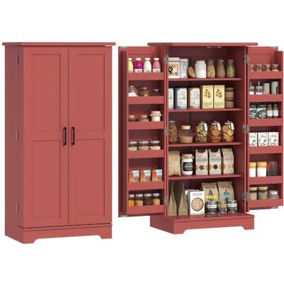 HOMCOM Buffet Cuisine Armoire de Cuisine 5 Niveaux 60 x 40 x 120 cm Rouge Vaisselier, Avec Portes, Étagères Réglables, Grain de Bois - Publicité HOMCOM Buffet Cuisine Armoire de Cuisine 5 Niveaux 60 x 40 x 120 cm Rouge Vaisselier, Avec Portes, Étagères Réglables, Grain de Bois - Publicité