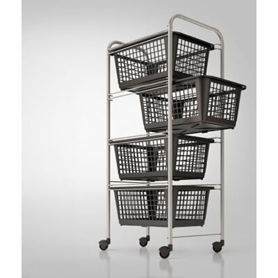 Metaltex Miami 80 ANIV Chariot de Rangement avec 4 paniers Amovibles, Couleur Argent, Dimensions : 83 x 30 x 38 cm - Publicité Metaltex Miami 80 ANIV Chariot de Rangement avec 4 paniers Amovibles, Couleur Argent, Dimensions : 83 x 30 x 38 cm - Publicité