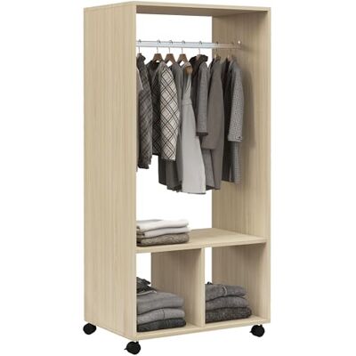 HOMCOM Armoire penderie étagère 2 niches penderie 4 roulettes pivotantes dim. 60L x 40l x 128H cm Coloris Bois Naturel - Publicité HOMCOM Armoire penderie étagère 2 niches penderie 4 roulettes pivotantes dim. 60L x 40l x 128H cm Coloris Bois Naturel - Publicité