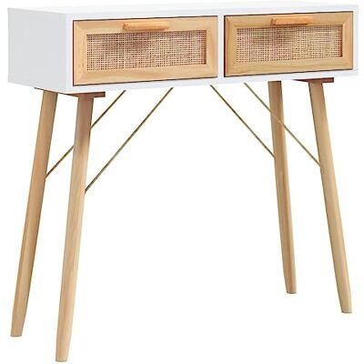 vidaXL Table Console Etagère de Rangement Armoire d'Entrée Table de Salon Couloir Maison Intérieur Blanc 80x30x75 cm Bois Massif Pin/Rotin Naturel - Publicité vidaXL Table Console Etagère de Rangement Armoire d'Entrée Table de Salon Couloir Maison Intérieur Blanc 80x30x75 cm Bois Massif Pin/Rotin Naturel - Publicité