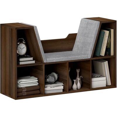 HOMCOM Bibliothèque de Rangement avec siège de Lecture rembourré, étagère Cube pour Chambre à Coucher, Salon, châtaigne - Publicité HOMCOM Bibliothèque de Rangement avec siège de Lecture rembourré, étagère Cube pour Chambre à Coucher, Salon, châtaigne - Publicité