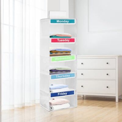 BUTORY Organisateur Vetement Semaine Enfant, Organisateur Suspendu, Hebdomadaire Etagère Suspendue Organisateur Polyester, Rangement Vetement Hebdomadaire pour Maison, Chambre, Armoire - Publicité BUTORY Organisateur Vetement Semaine Enfant, Organisateur Suspendu, Hebdomadaire Etagère Suspendue Organisateur Polyester, Rangement Vetement Hebdomadaire pour Maison, Chambre, Armoire - Publicité