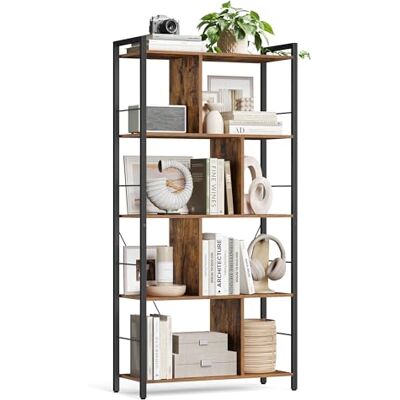 VASAGLE Bibliothèque, étagère de Salon à 5 étages, étagère de Rangement Industrielle avec Compartiments Ouverts pour Bureau à Domicile, Chambre à Coucher, Style Industriel, Marron Rustique et Noir - Publicité VASAGLE Bibliothèque, étagère de Salon à 5 étages, étagère de Rangement Industrielle avec Compartiments Ouverts pour Bureau à Domicile, Chambre à Coucher, Style Industriel, Marron Rustique et Noir - Publicité