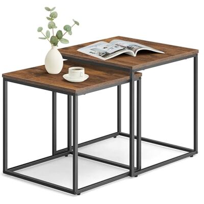 Home Collective Lot de 2 tables basses carrées Loft Design 2 en 1 Surface résistante aux rayures Salon 50 cm et 45 cm de large Chêne rustique avec pieds noirs - Publicité Home Collective Lot de 2 tables basses carrées Loft Design 2 en 1 Surface résistante aux rayures Salon 50 cm et 45 cm de large Chêne rustique avec pieds noirs - Publicité