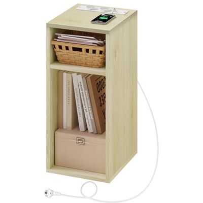 WOLTU Table de Chevet, Table d’appoint avec Station de Charge, 2 Compartiments Ouverts, 2 Ports USB+2 Prises, Couleur Grain Bois Clair, 25x30x60cm, NTS06hei - Publicité WOLTU Table de Chevet, Table d’appoint avec Station de Charge, 2 Compartiments Ouverts, 2 Ports USB+2 Prises, Couleur Grain Bois Clair, 25x30x60cm, NTS06hei - Publicité