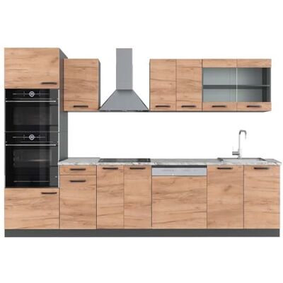 Vicco Cuisine R-Line, Chêne de Force doré, 300cm avec Armoire Haute, PT Marbre, adapté à la Combinaison et à l’Extension Individuelles - Publicité Vicco Cuisine R-Line, Chêne de Force doré, 300cm avec Armoire Haute, PT Marbre, adapté à la Combinaison et à l’Extension Individuelles - Publicité