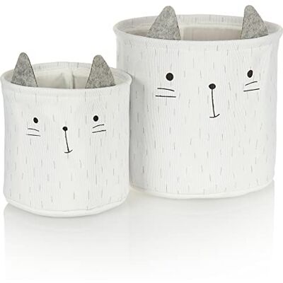 com-four ® Lot de 2 paniers de rangement Chat paniers pour produits bébé, livres ou jouets sacs de rangement sans couvercle chambre d'enfant (2 pièce gris/blanc/noir) - Publicité com-four ® Lot de 2 paniers de rangement Chat paniers pour produits bébé, livres ou jouets sacs de rangement sans couvercle chambre d'enfant (2 pièce gris/blanc/noir) - Publicité