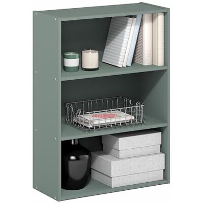 Furinno PASIR Étagère, Bibliothèque À 3 Niveaux, Étagères De Rangement, 24,6 X 60,2 X 80 Cm, pour Salon, Chambre, Bureau, Vert Sauge - Publicité Furinno PASIR Étagère, Bibliothèque À 3 Niveaux, Étagères De Rangement, 24,6 X 60,2 X 80 Cm, pour Salon, Chambre, Bureau, Vert Sauge - Publicité