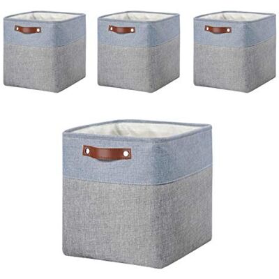 Mangata 25 28 30 33 cm Boite Rangement Tissu, 33x33x33 cm Cube Rangement, Lavable, Pliable, Lot de 4, Gris Bleu - Publicité Mangata 25 28 30 33 cm Boite Rangement Tissu, 33x33x33 cm Cube Rangement, Lavable, Pliable, Lot de 4, Gris Bleu - Publicité