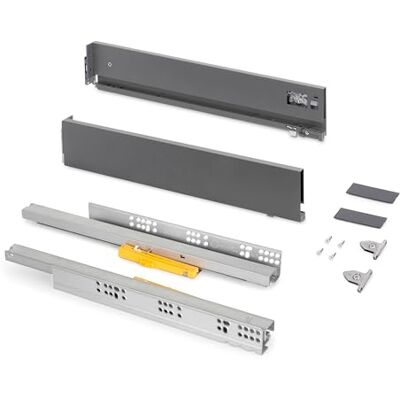 Emuca Tiroir coulissant cuisine Vertex Push Synchro avec réglages 3D, H 93mm, 40kg, profondeur 400mm, Acier, Gris antracite - Publicité Emuca Tiroir coulissant cuisine Vertex Push Synchro avec réglages 3D, H 93mm, 40kg, profondeur 400mm, Acier, Gris antracite - Publicité